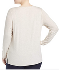 One A Womens Plus Lace Overlay V-Neck Casual Top by Vanessa Jane