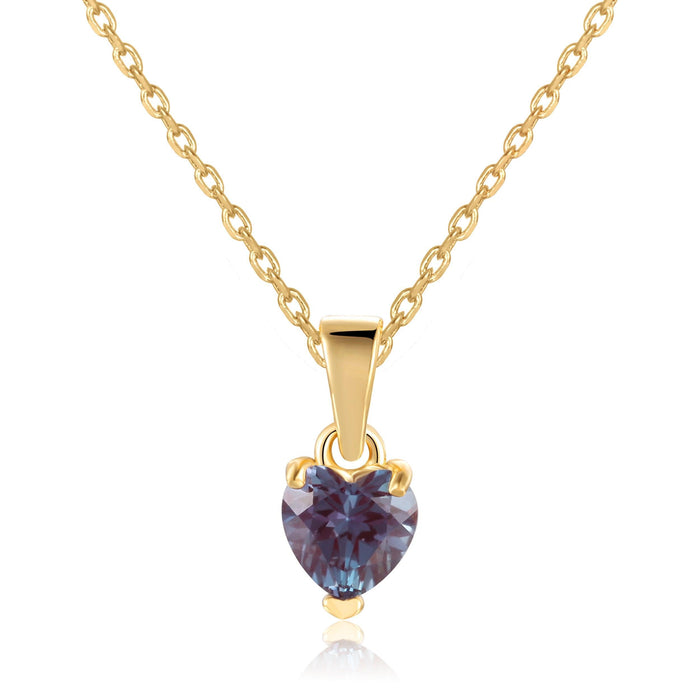 Alexandrite Yellow Gold Heart Necklace by Fine Color Jewels
