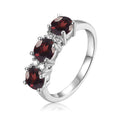 1.7 Ct Round Red Garnet Prong Silver Three Stone Ring by Fine Color Jewels