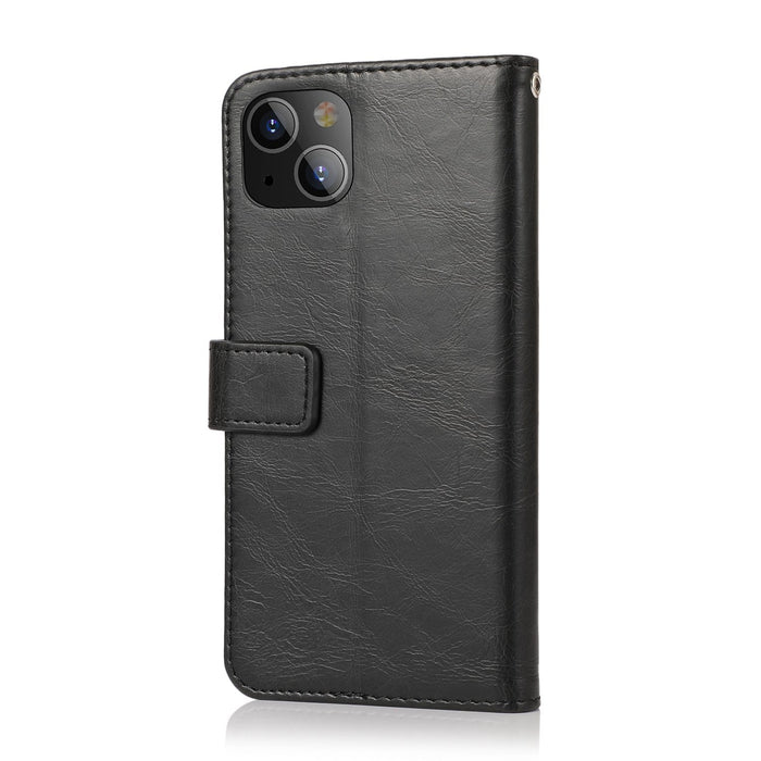 Indy Series Black Leather Wallet Case - iPhone 13 Mini by Zerodamage Sahara Case LLC