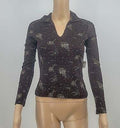 Ultra Flirt Long Sleeve V- Neck Top, Size XS by Vanessa Jane