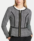 DKNY Petite Collarless Zip-Front Peplum Jacket by Vanessa Jane