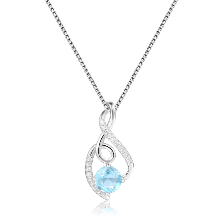 Blue Topaz Treble Clef Music Necklace by Fine Color Jewels