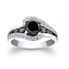 3.16Ct Round Black Spinel Prong Sterling Silver Engagement Bypass Ring