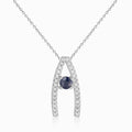 Blue Sapphire Letter "A" Round Shaped Necklace by Fine Color Jewels