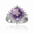 3.65 Ct Cushion Pink Amethyst Prong Silver Checkerboard Statement Ring by Fine Color Jewels