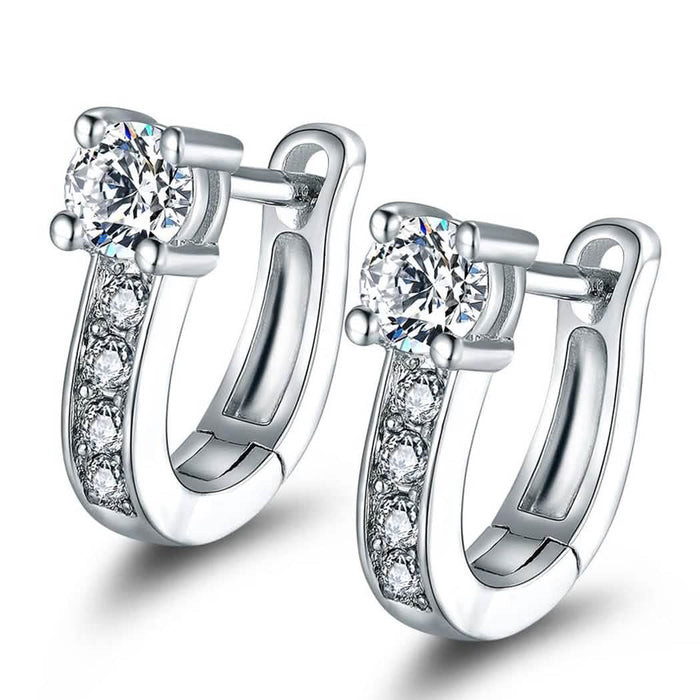 18K White Gold Plated Huggie Earrings with Swarovski Crystals by DailySale