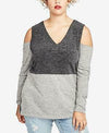 Rachel Roy Women's Cold Shoulder Pullover Long Sleeve V Neck Top
