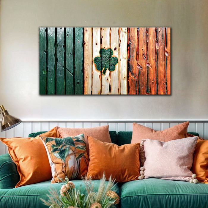 Irish Shamrock Glory Wooden Flag Wall Art by Tailored Canvases