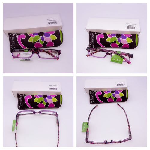 Vera Bradley Jennifer Eyeglasses + 1.00 With Power Purple Punch by Vanessa Jane