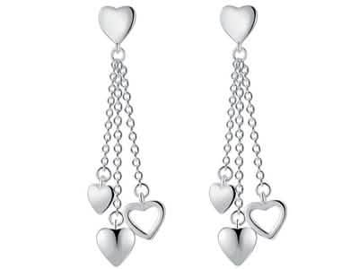Long Dangling Heart Earrings in White Gold by DailySale