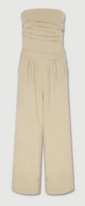Free People Blake Strapless Jumpsuit in Parchment, Size Small by Vanessa Jane