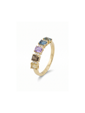 IGI Certified 1.27 Ct Multi Color Unheated Sapphire Prong 14K Yellow Gold Half Eternity Engagement Ring by Fine Color Jewels