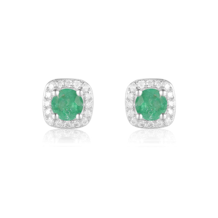Emerald Halo Earrings by Fine Color Jewels
