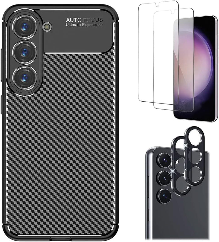 Bundle: Anti-Slip Series Case with Tempered Glass Screen and Camera Protector - Samsung Galaxy S23 by Zerodamage Sahara Case LLC