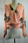 Bar III Pink/Floral Chiffon Blouse Top, Size Medium by Vanessa Jane