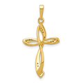14K Yellow Gold Lab Diamond Cross Pendant by Fine Color Jewels