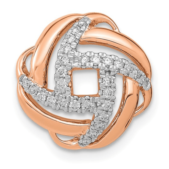 14K Rose Gold Lab Diamond Love Knot Pendant by Fine Color Jewels