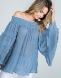 Off Shoulder Ruffle Sleeve Top by Boutique 23
