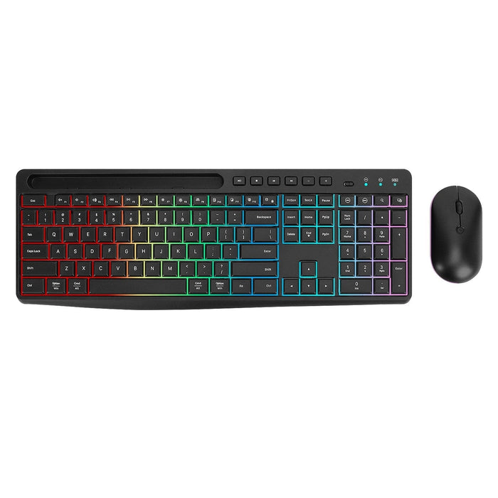 Rechargeable Silent Wireless Keyboard & Mouse Combo - 106 Keys, RGB Backlight by Zerodamage Sahara Case LLC