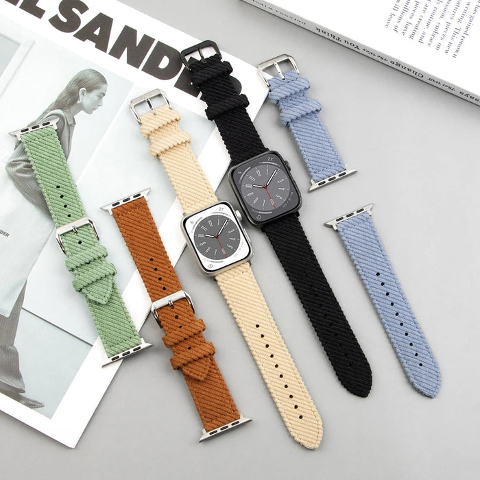 Corduroy Apple Watch Band Series 11/10/9/8/7/6/5/4/ SE / Ultra 1/2/3 by Arleathercraft