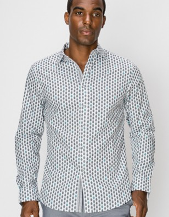 Pineapple Button Down Dress Shirt by Boutique 23