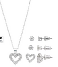 Macys Fine Silver Plate Cubic Zirconia Heart Necklace and Stud Earrings by Vanessa Jane