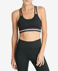 DKNY Sport Track-Stripe Racerback Mid-Impact Sports Bra Black by Vanessa Jane