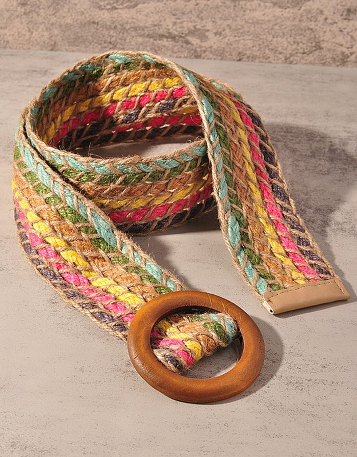 Wood Circle Belt by Boutique 23