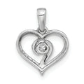 14K White Gold Heart Shaped Twisted Pendant by Fine Color Jewels