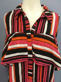Ny Collection Striped Ruffled Cold-shoulder Top, Size Medium by Vanessa Jane