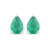 1.30 Ct Pear Green Zambian Emerald Prong 10k Gold Teardrop Stud Earrings