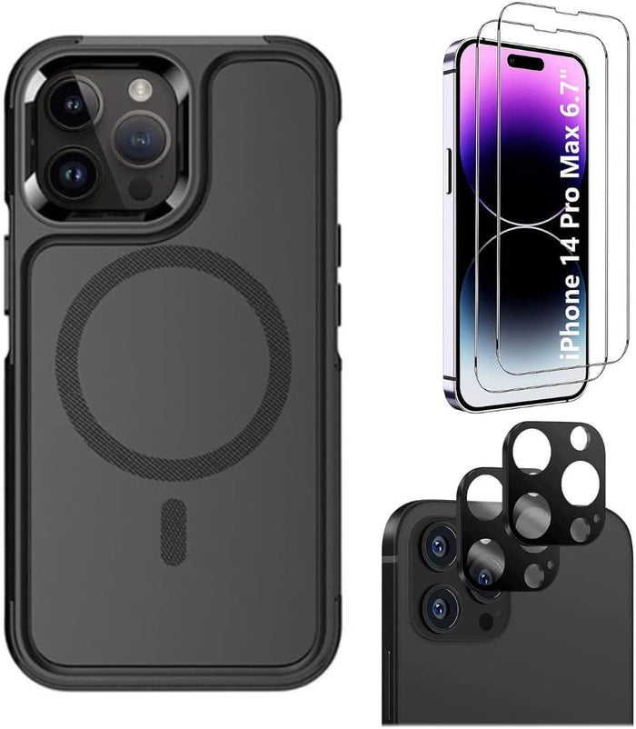 Protection Kit Bundle: Armor Series Hard Shell Case with Tempered Glass Screen and Camera Protector - iPhone 14 Pro Max by Zerodamage Sahara Case LLC