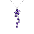 Natural Amethyst Leaf Pendant Necklace by Fine Color Jewels