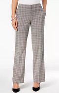 Nine West Womens Black Pleated Plaid Straight Leg Pants by Vanessa Jane