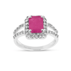 1 Ct Octagon Pink Ruby Prong Silver Split Band Halo Ring