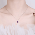 Purple Amethyst Solitaire Necklace by Fine Color Jewels