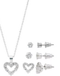 Macys Fine Silver Plate Cubic Zirconia Heart Necklace and Stud Earrings by Vanessa Jane