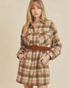 Benny Plaid Shirt Dress - Beige