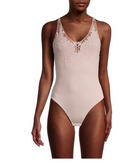 Free People Women’s Lea Floral Embroidery Bodysuit – Pearl Pink – Size L by Vanessa Jane