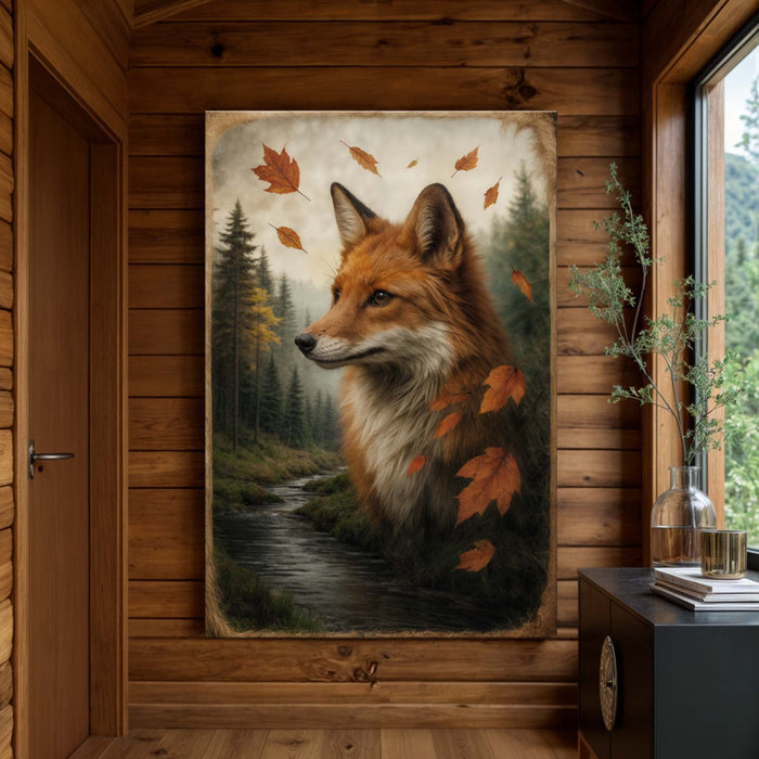 Autumn Fox Double Exposure Wall Art by Tailored Canvases