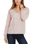 Tommy Hilfiger Women's Polka Dot Long Sleeve V Neck Blouse Top by Vanessa Jane