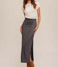 Lurex Jersey Slit Hem Maxi Skirt - Navy by Boutique 23
