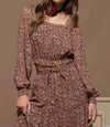 Lennox Floral Square Neck Crop Top - Burgundy
