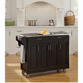 Create-a-Cart Black Kitchen Cart With Stainless Top by Vanessa Jane