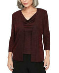 Alex Evenings 2Pcs Women's Red Glitter Open Cardigan, Size XLP by Vanessa Jane