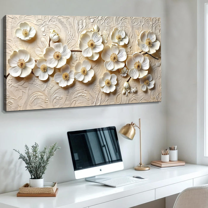 White Blossom Serenade Wall Art by Tailored Canvases