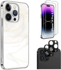 White Marble Series Case with Tempered Glass Screen and Camera Protector - iPhone 14 Pro by Zerodamage Sahara Case LLC
