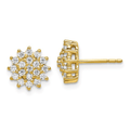 14K Yellow Gold Lab Diamond Cluster Post Earrings by Fine Color Jewels