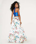 City Studios Juniors 2-Pc. Satin & Floral-Print Gown by Vanessa Jane